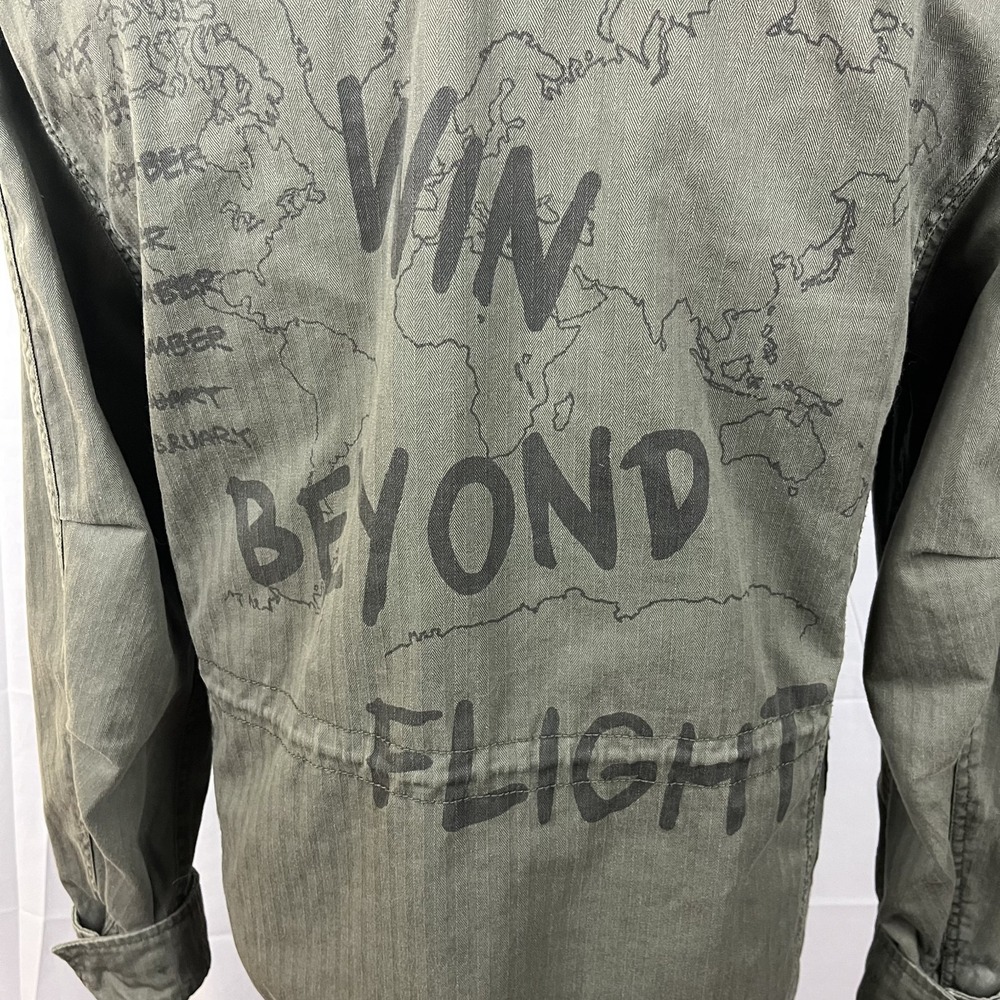 Alpha Industries M-65 Field Jacket XS Olive Green Herringbone Cotton Graphic